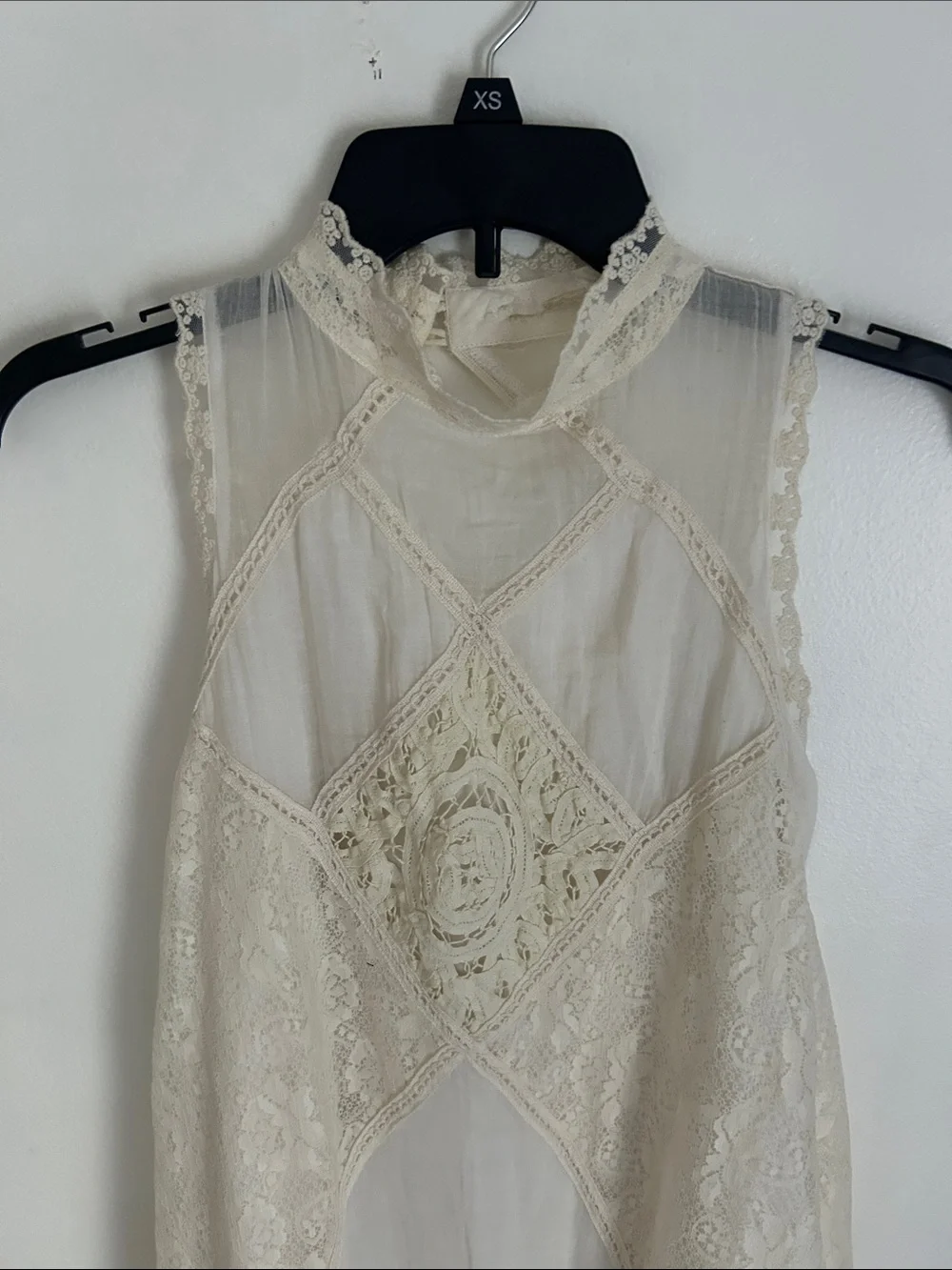 Free People Cream AngelLace Halter Mini Dress Size XS